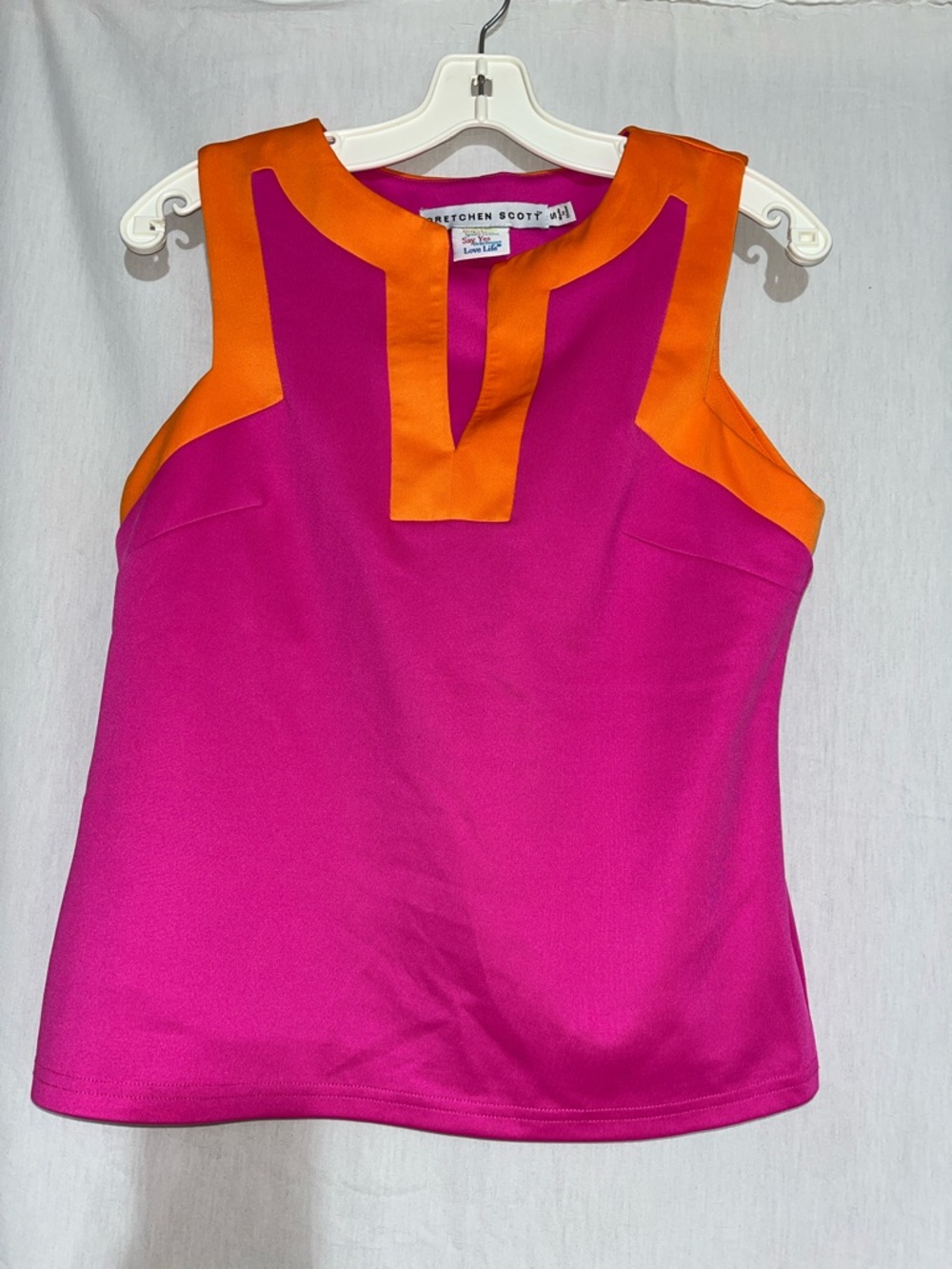Gretchen Scott Pink and Orange Colorblock Top built-in shelf Bra small